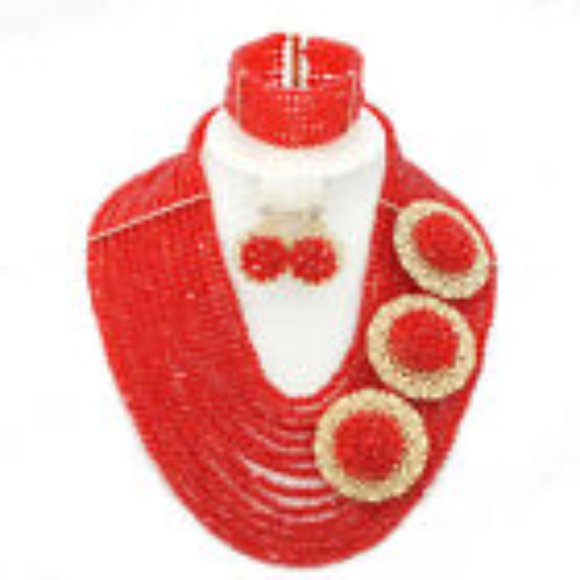 Handmade Glass Bead Piece Statement Set - Picture 2 of 9